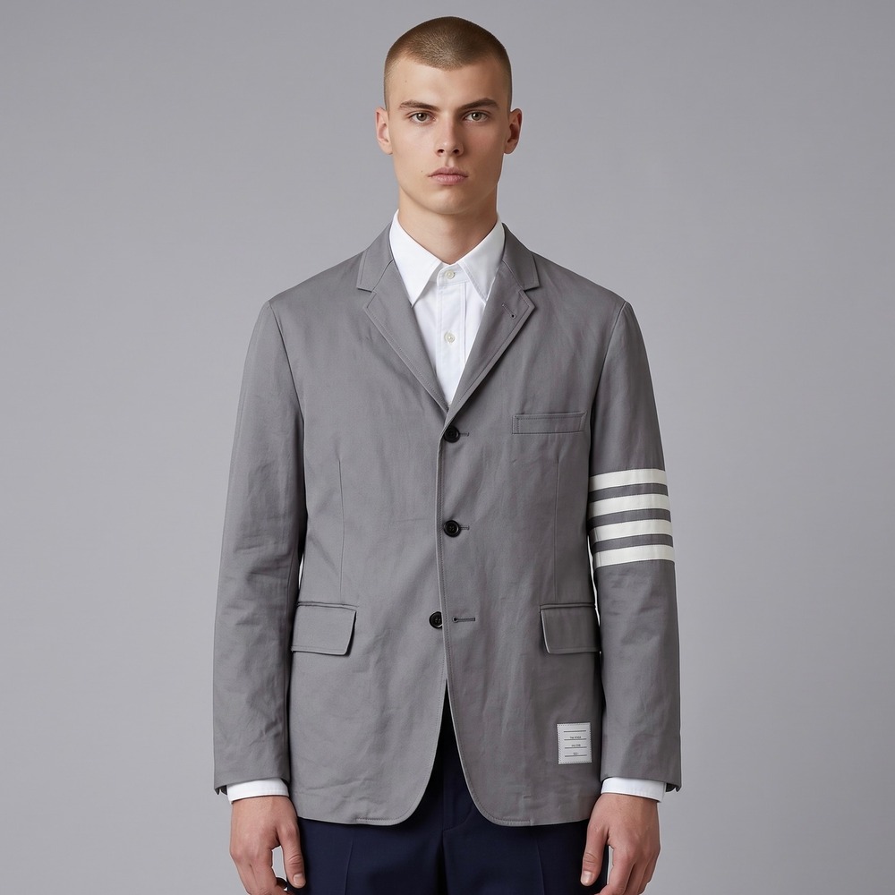 Thom Browne 4-Bar Cotton Twill Sport Coat Blazer Grey Size 5 L MJU490A Japan